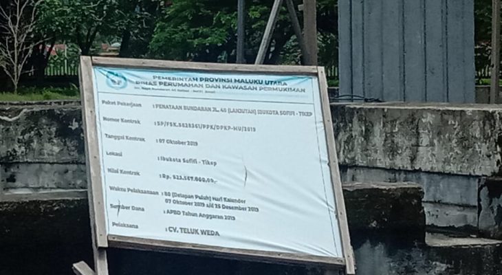 Pembangunan Bundaran Dikota Sofifi Terbengkalai