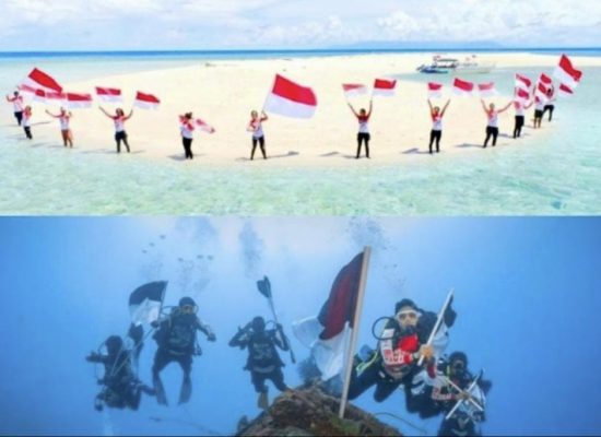 12 Penyelam Morotai Kibarkan Bendera Merah Putih di Bawah Laut