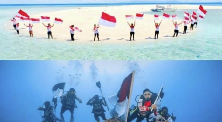 12 Penyelam Morotai Kibarkan Bendera Merah Putih di Bawah Laut
