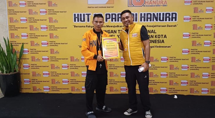 Peningkatan Kursi DPRD Provinsi, Hanura Maluku Utara Raih Penghargaan Dari DPP